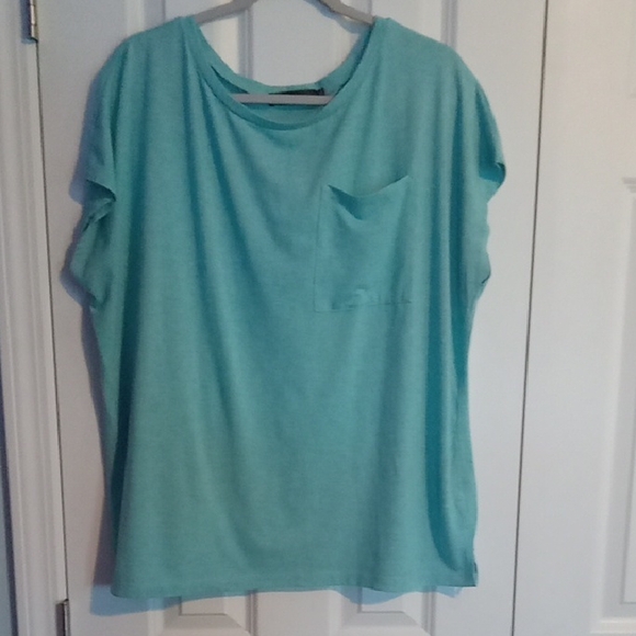 Merokeety Tops - Casual Aqua Short Sleeve Tee